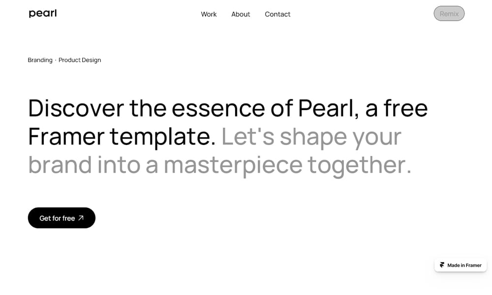 Craft Your Perfect Portfolio with These Free Framer Templates 2 Pearl