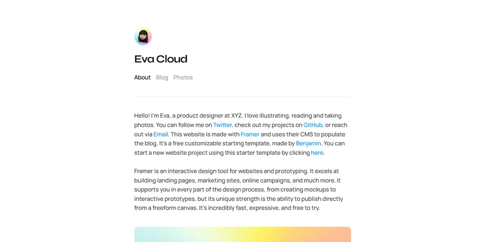 Ultimate Collection of Framer Free Templates 8 Personal Blog Website Template