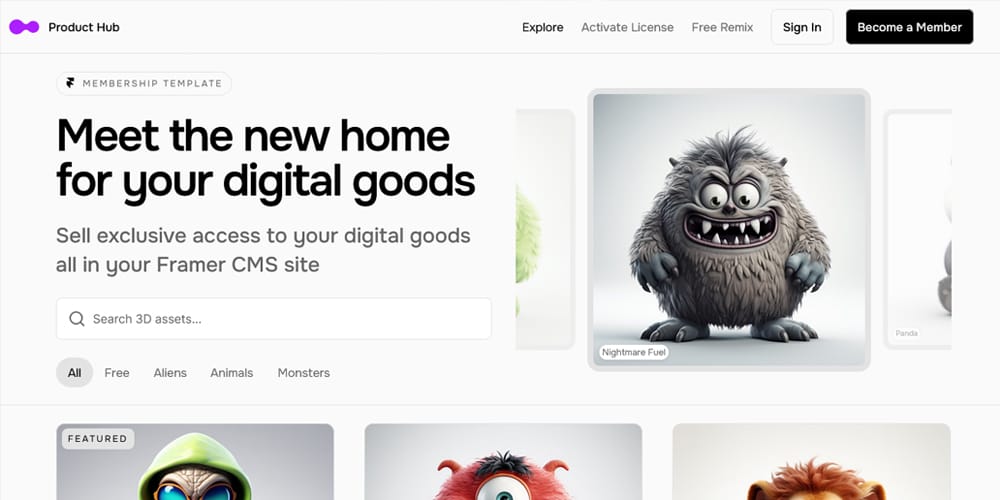 Ultimate Collection of Framer Free Templates 16 Product Hub