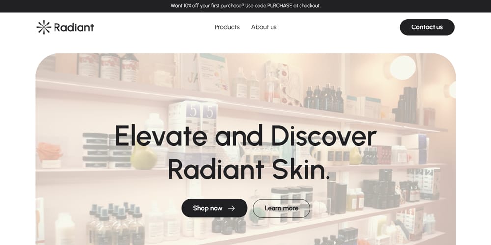 Ultimate Collection of Framer Free Templates 13 Radiant Minimal Ecommerce Template
