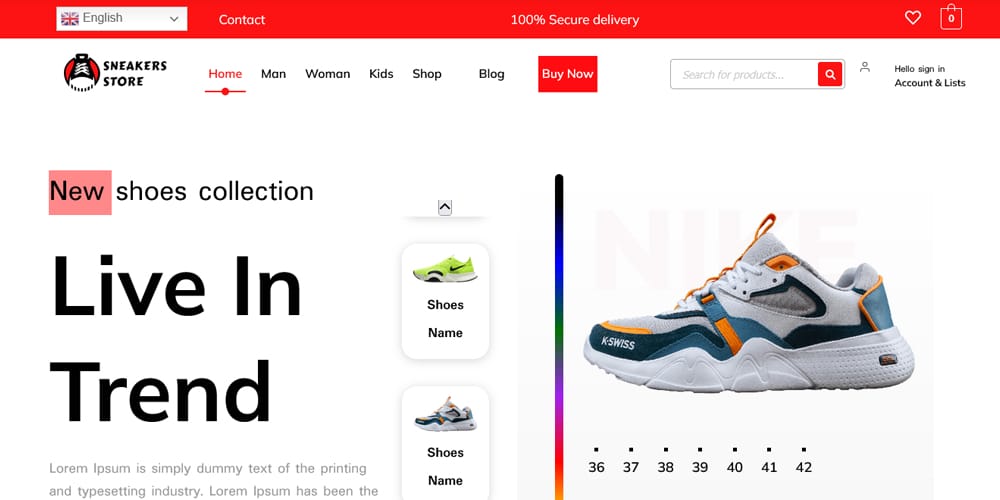 The Ultimate Collection of Free Elementor WooCommerce Templates 1 Shoes Store