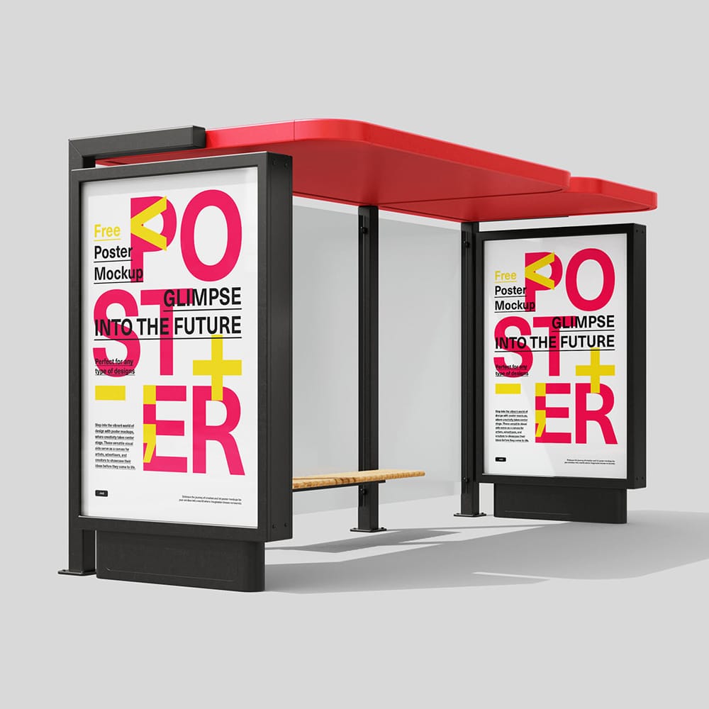 Free Bus Stop with Citylight Mockup PSD 1 Free Bus Stop with Citylight Mockup PSD