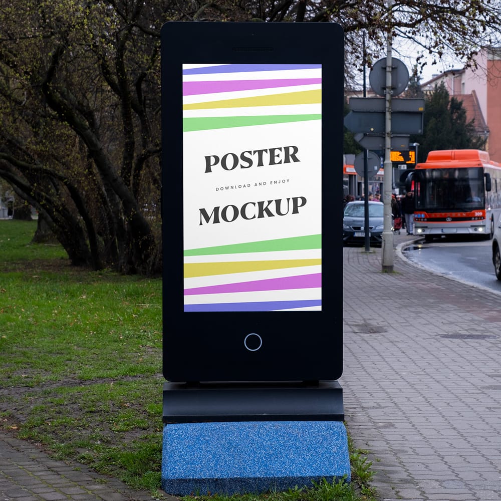 Free City Display Stand Mockup PSD 1 Free City Display Stand Mockup PSD