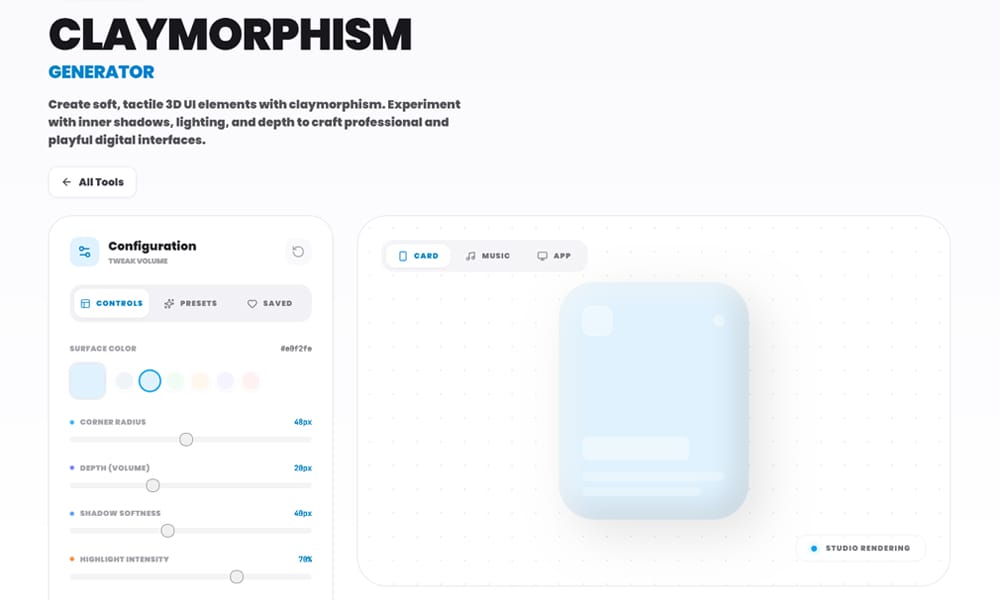 Must-Try Claymorphism Generator Tools for Stunning Designs 5 TFMKit Claymorphism Generator