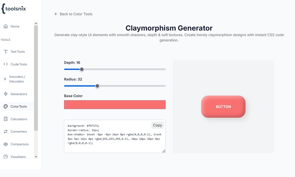 Must-Try Claymorphism Generator Tools for Stunning Designs 6 Toolsnix Claymorphism Generator