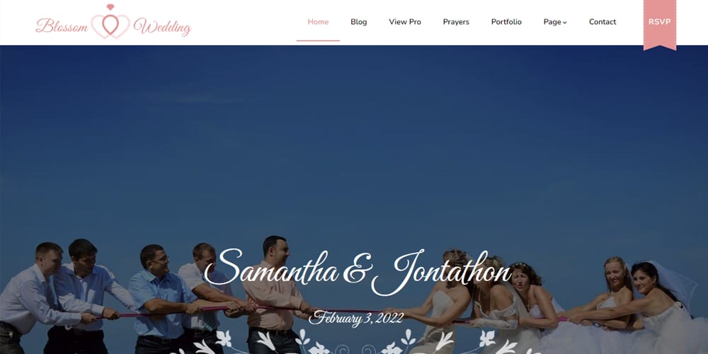 Create Stunning Wedding Websites with Free Elementor Templates 12 Blossom Wedding