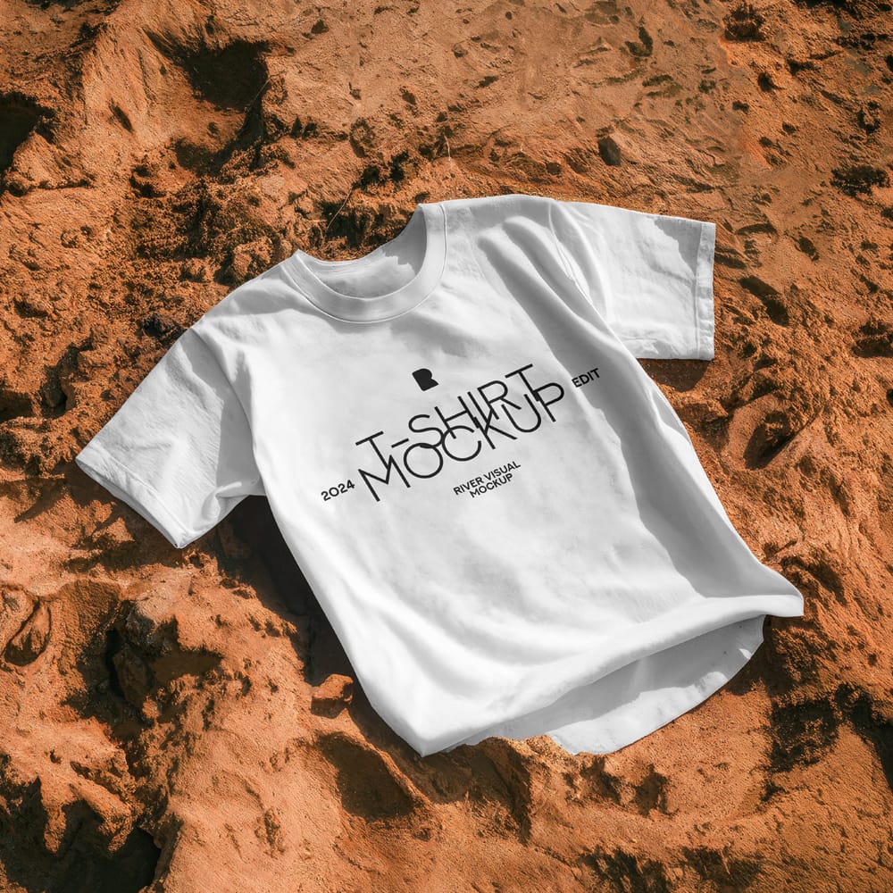Free Sand T-Shirt Mockup PSD 1 Free Sand T-Shirt Mockup PSD