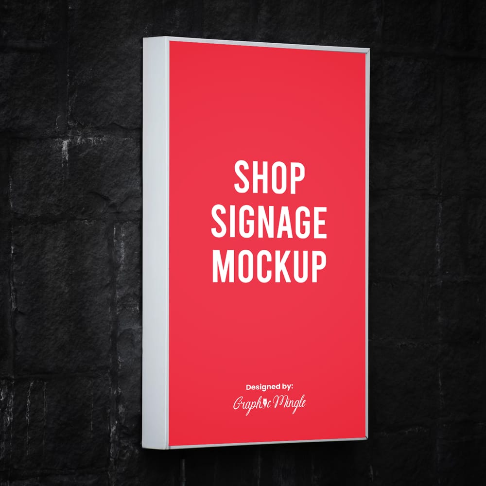 Free Shop Signage Mockup PSD 1 Free Shop Signage Mockup PSD