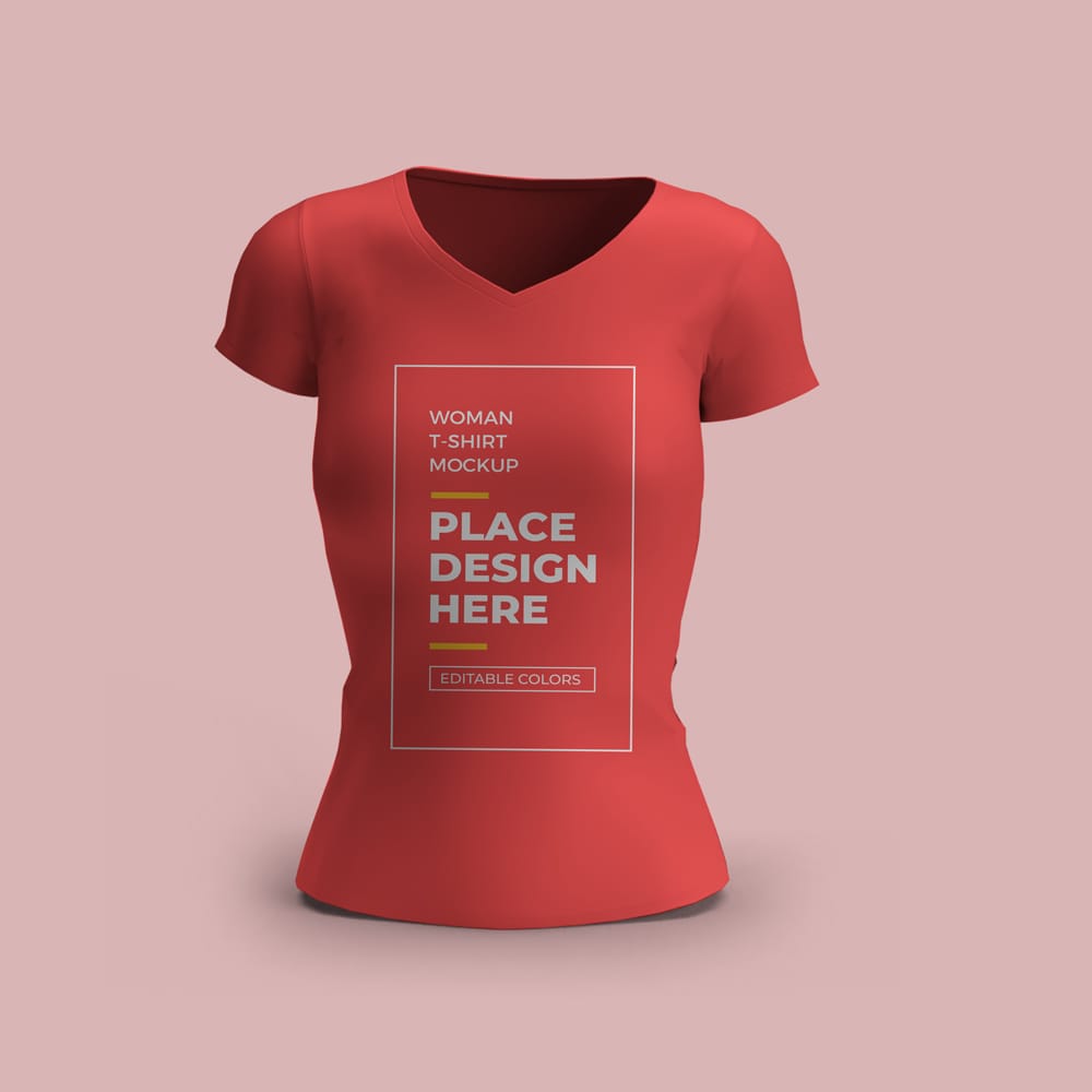 Free Woman Tshirt Mockup PSD 1 Free Woman Tshirt Mockup PSD