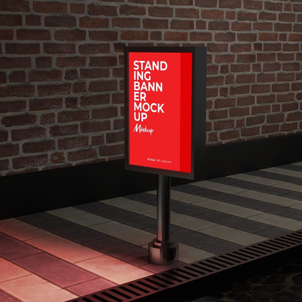 Free Night Street Billboard Mockup PSD 1 Free Night Street Billboard Mockup PSD