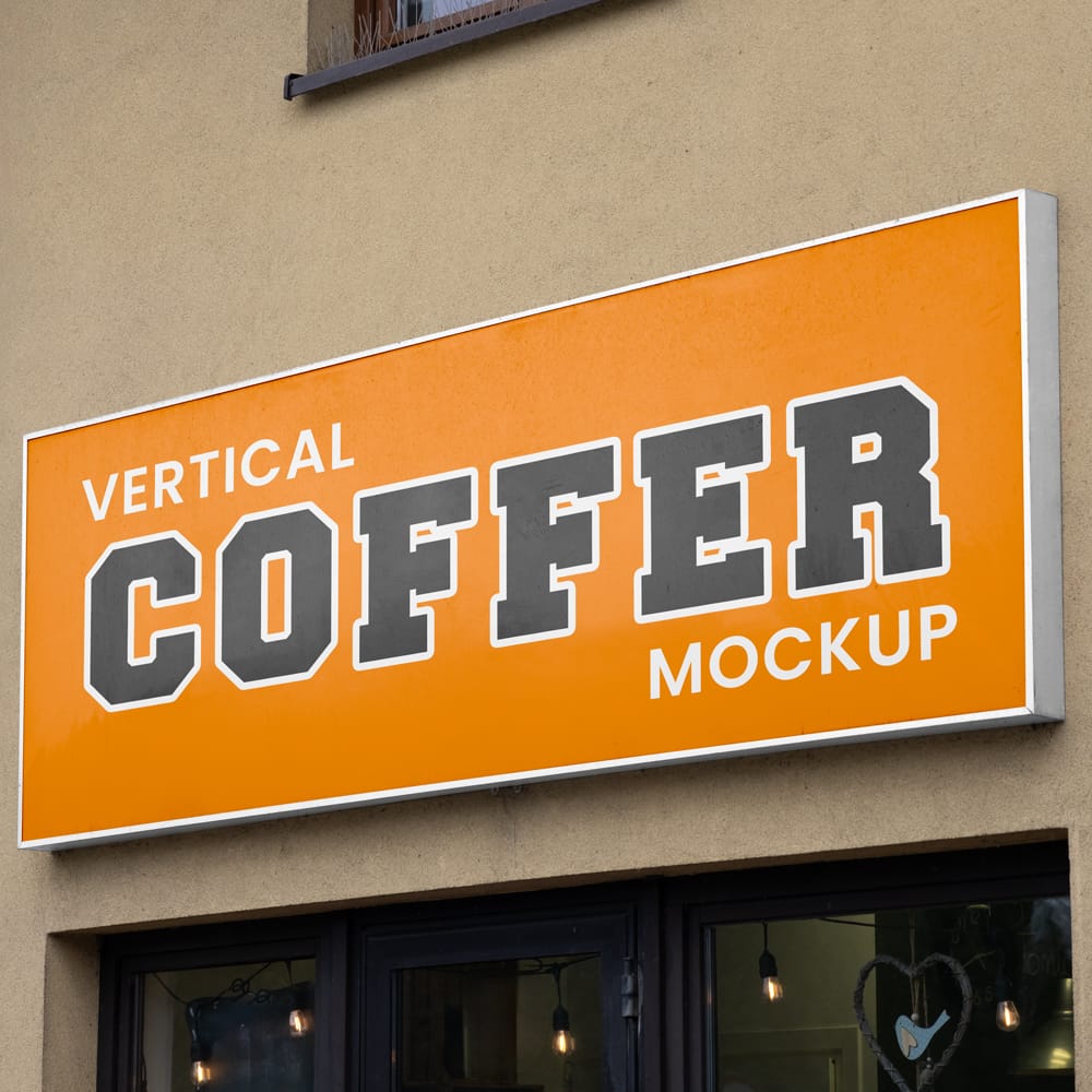 Free Rectangle Signage on Wall Mockup PSD 1 Free Rectangle Signage on Wall Mockup PSD