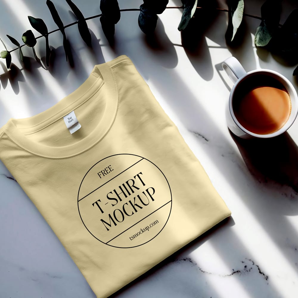 Free T-Shirt Mockup with Aesthetic Background PSD 1 Free T-Shirt Mockup with Aesthetic Background PSD
