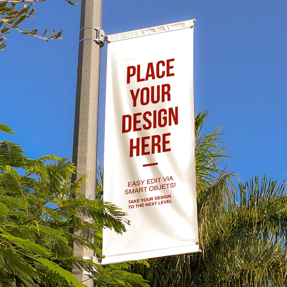 Free Vertical Banner for Street Mockup PSD 1 Free Vertical Banner for Street Mockup PSD