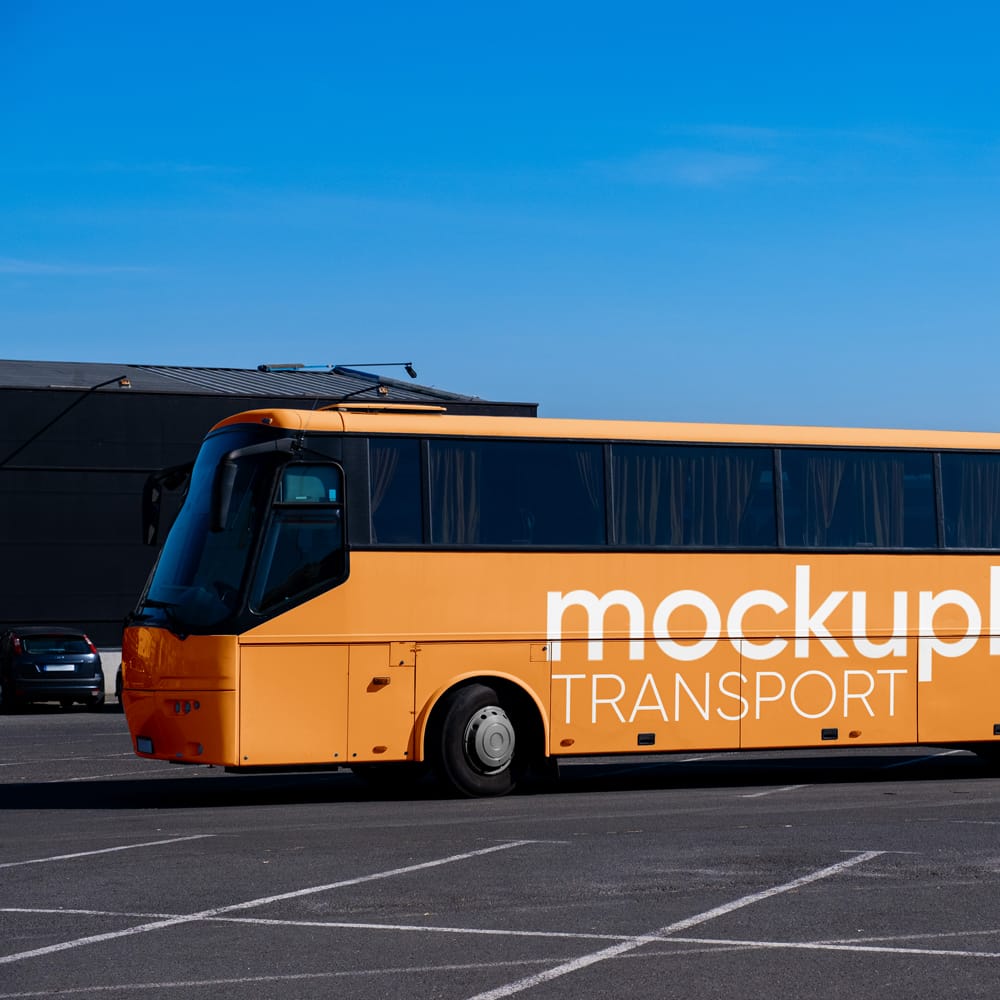 Free Big Coach Bus Mockup PSD 1 Free Big Coach Bus Mockup PSD