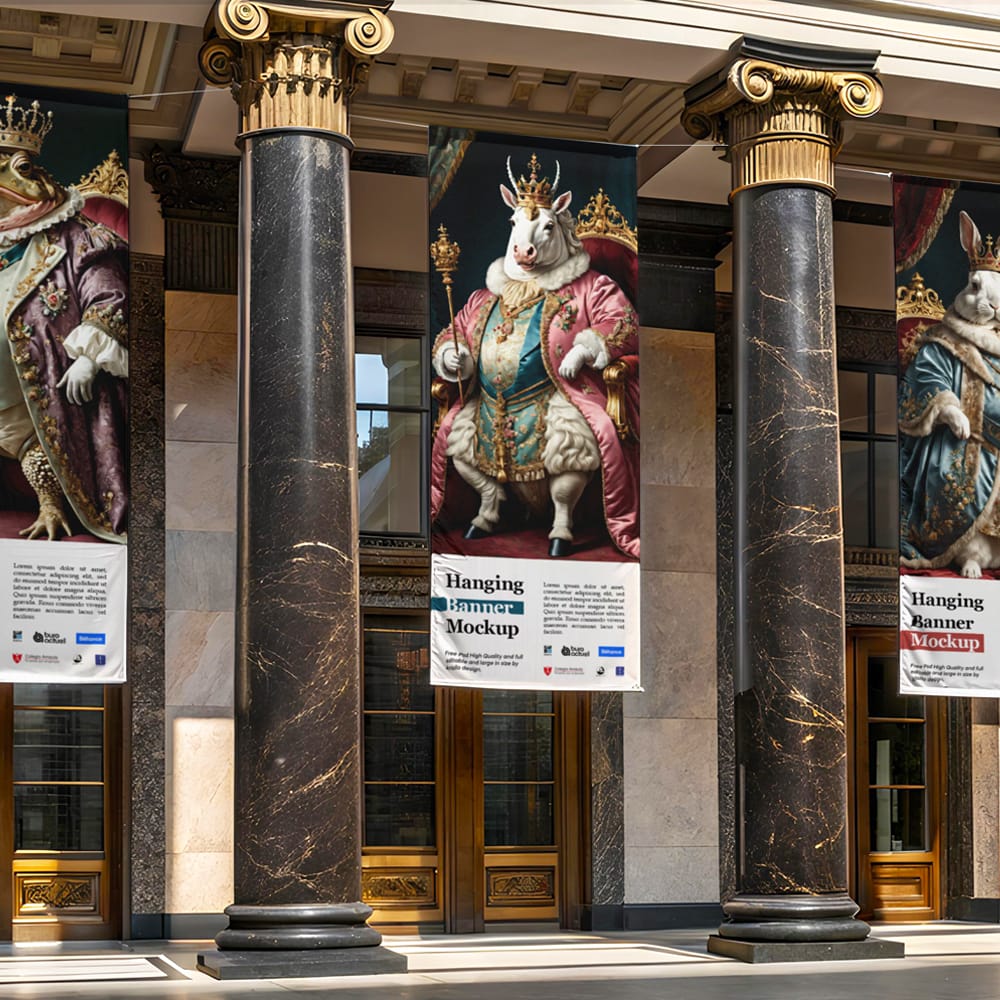 Free Hanging Banners Mockup PSD 1 Free Hanging Banners Mockup PSD