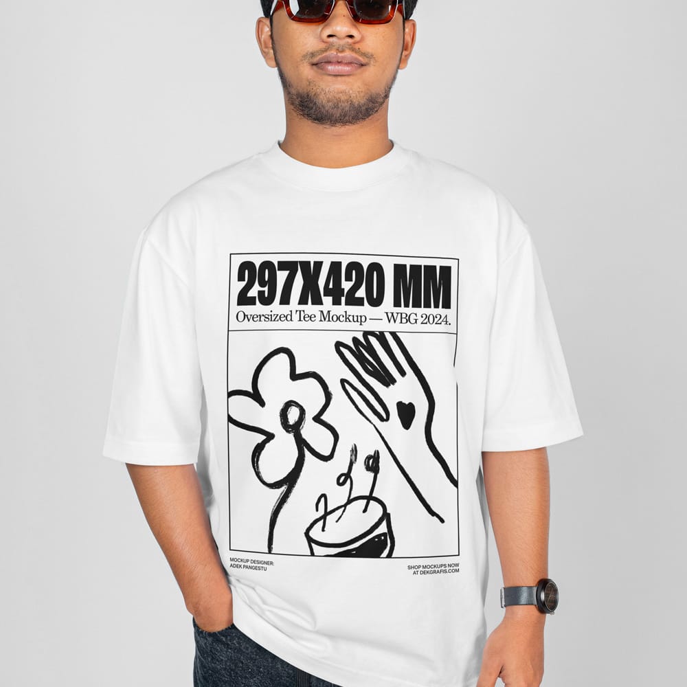 Free Man Oversized T-Shirt Mockup PSD 1 Free Man Oversized T-Shirt Mockup PSD