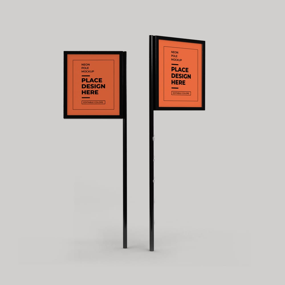 Free Neon Pole Sign Mockup PSD 1 Free Neon Pole Sign Mockup PSD