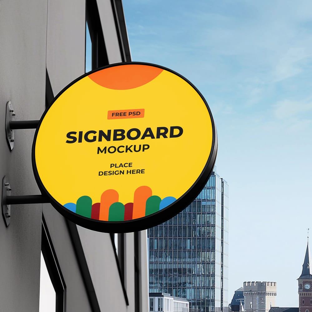 Free Round Sign Board Mockup PSD 1 Free Round Sign Board Mockup PSD