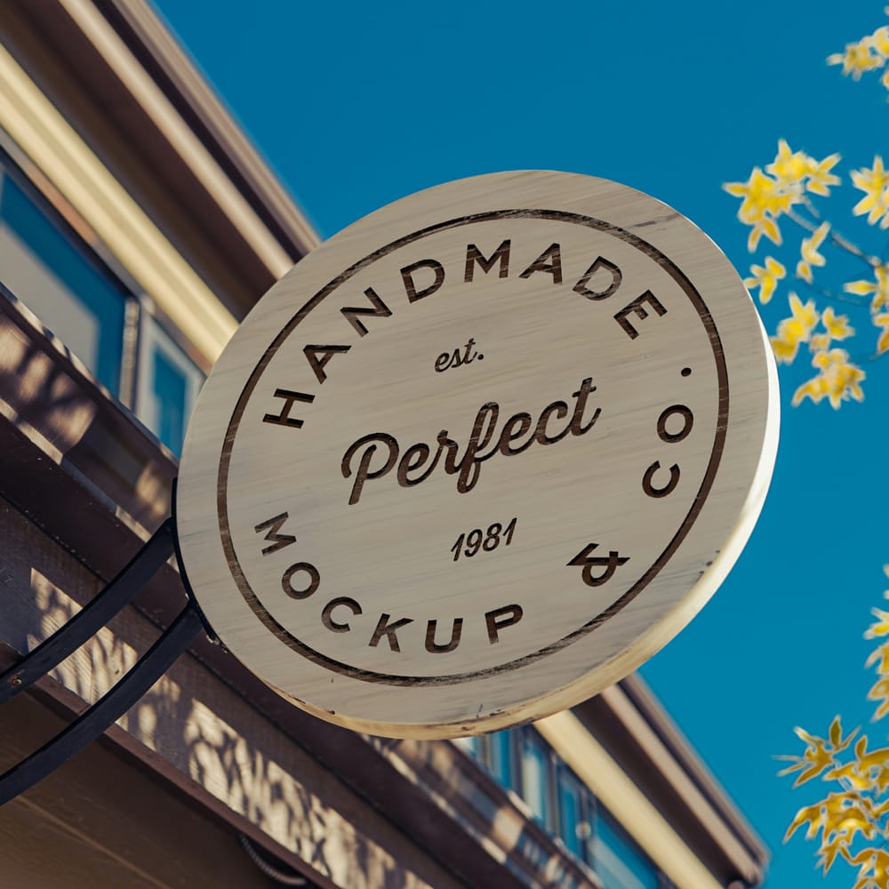 Free Round Wooden Signage Mockup PSD 1 Free Round Wooden Signage Mockup PSD