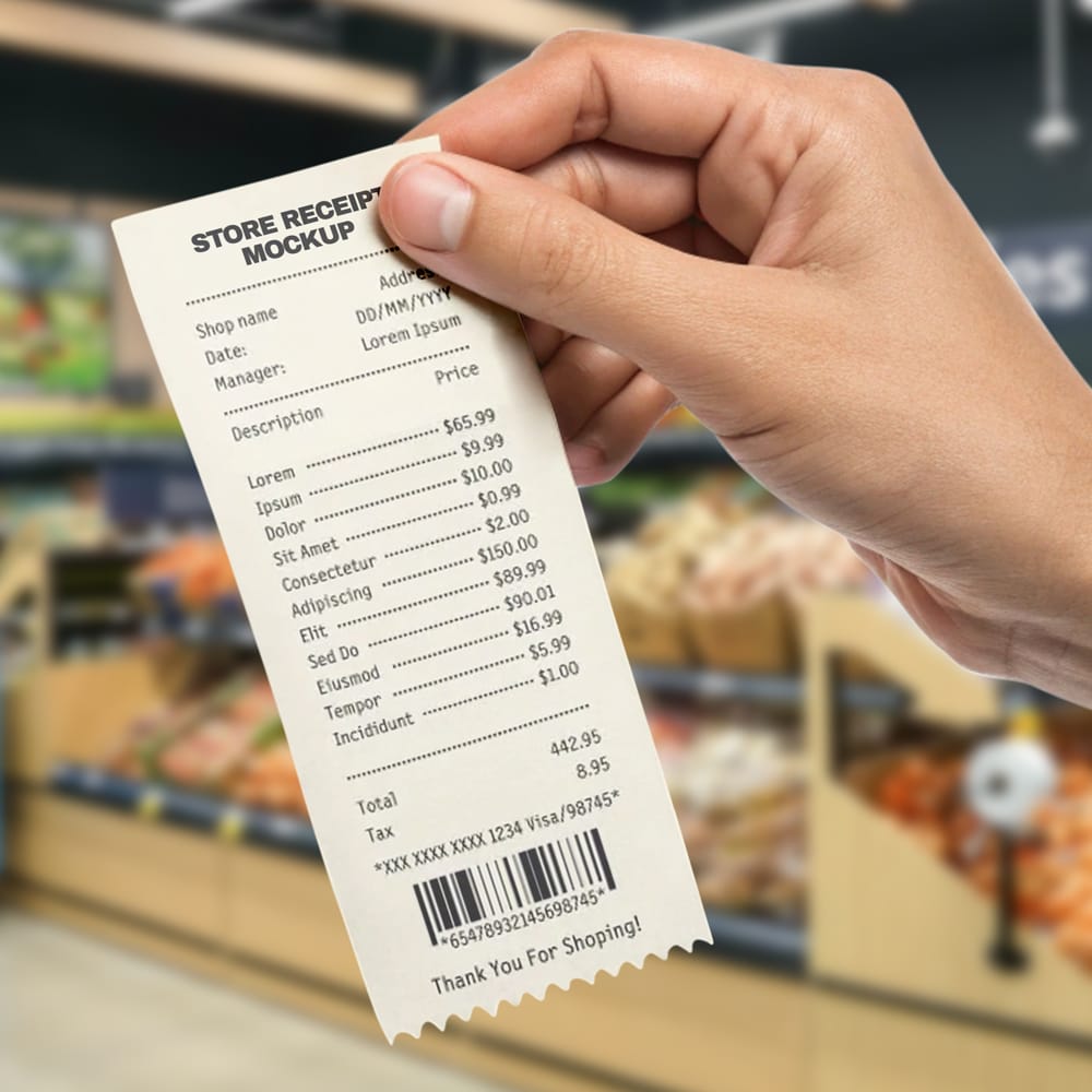Free Store Receipt Mockup PSD 1 Free Store Receipt Mockup PSD