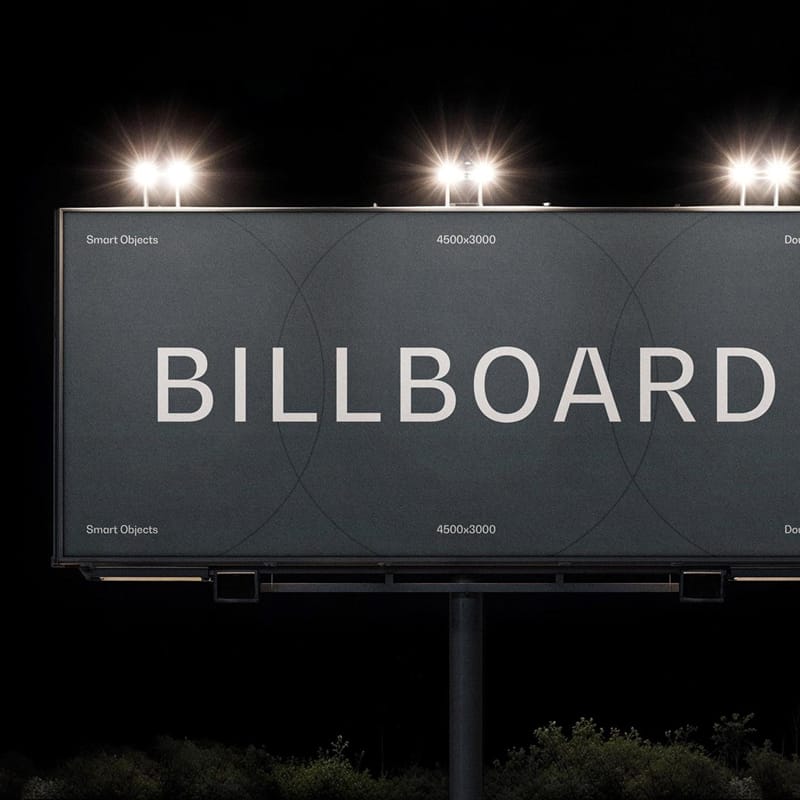 Free Nighttime Billboard Mockup PSD