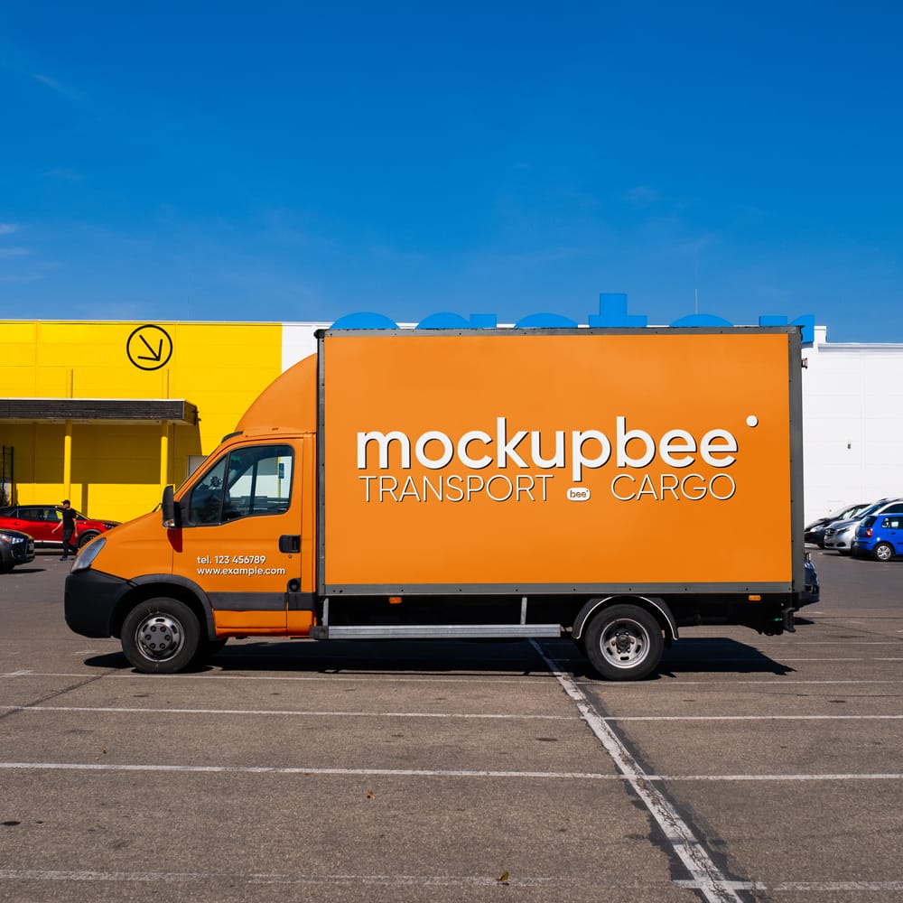 Free Delivery Car Mockup PSD 1 Free Delivery Car Mockup PSD