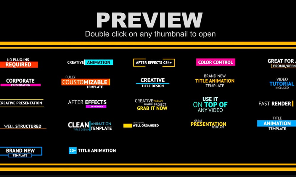 Free After Effect Templates – 49 Stunning Intros, Logo Reveals, Titles & More 20 Fresh, vibrant animated titles for After Effects.