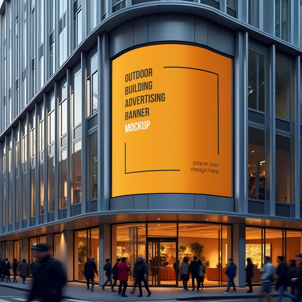 Free Outdoor Building Advertising Banner Mockup PSD 1 Free Outdoor Building Advertising Banner Mockup PSD