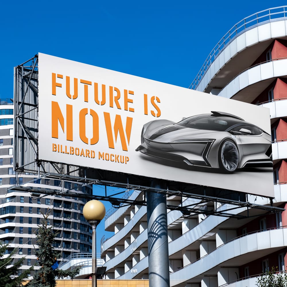 Free Rectangle Billboard in City Mockup PSD 1 Free Rectangle Billboard in City Mockup PSD