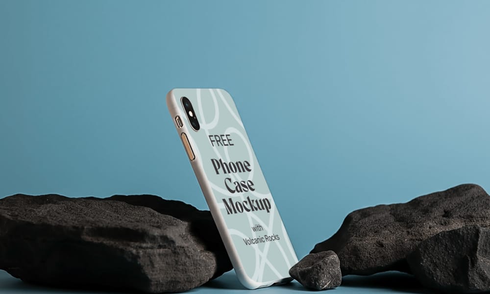 Top iPhone Case Mockups: Free PSD Templates for Designers! 34 Free Phone Case Mockup with Volcanic Rocks PSD