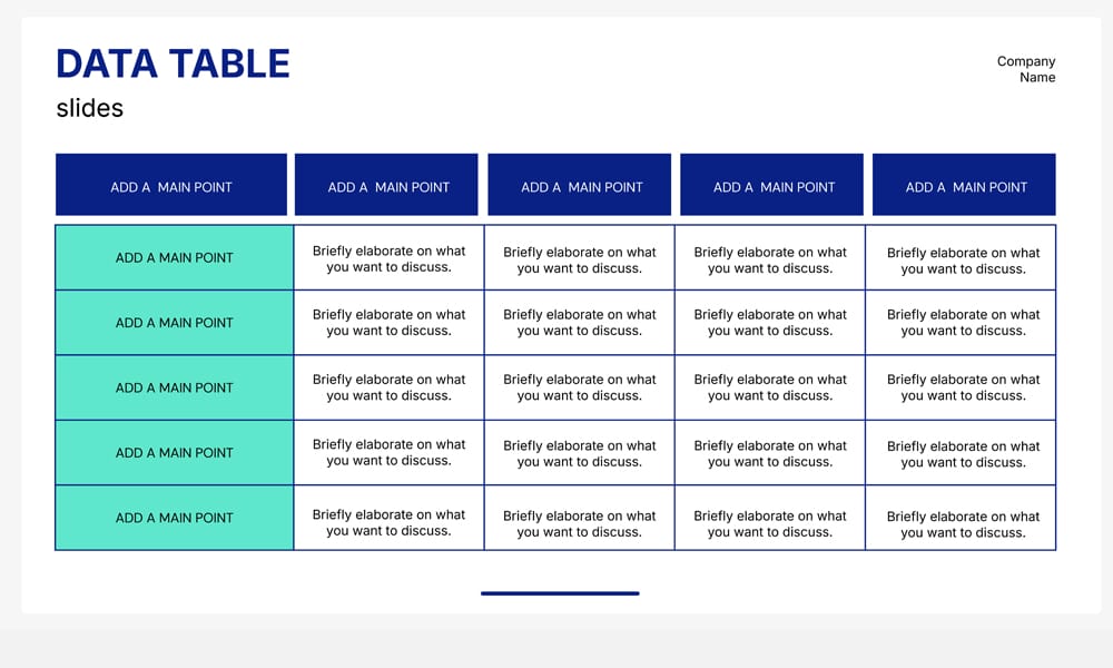 30+ Best Free Google Slides Templates for Designers & Professionals (2025) 31 Data Table Presentation Slide Template