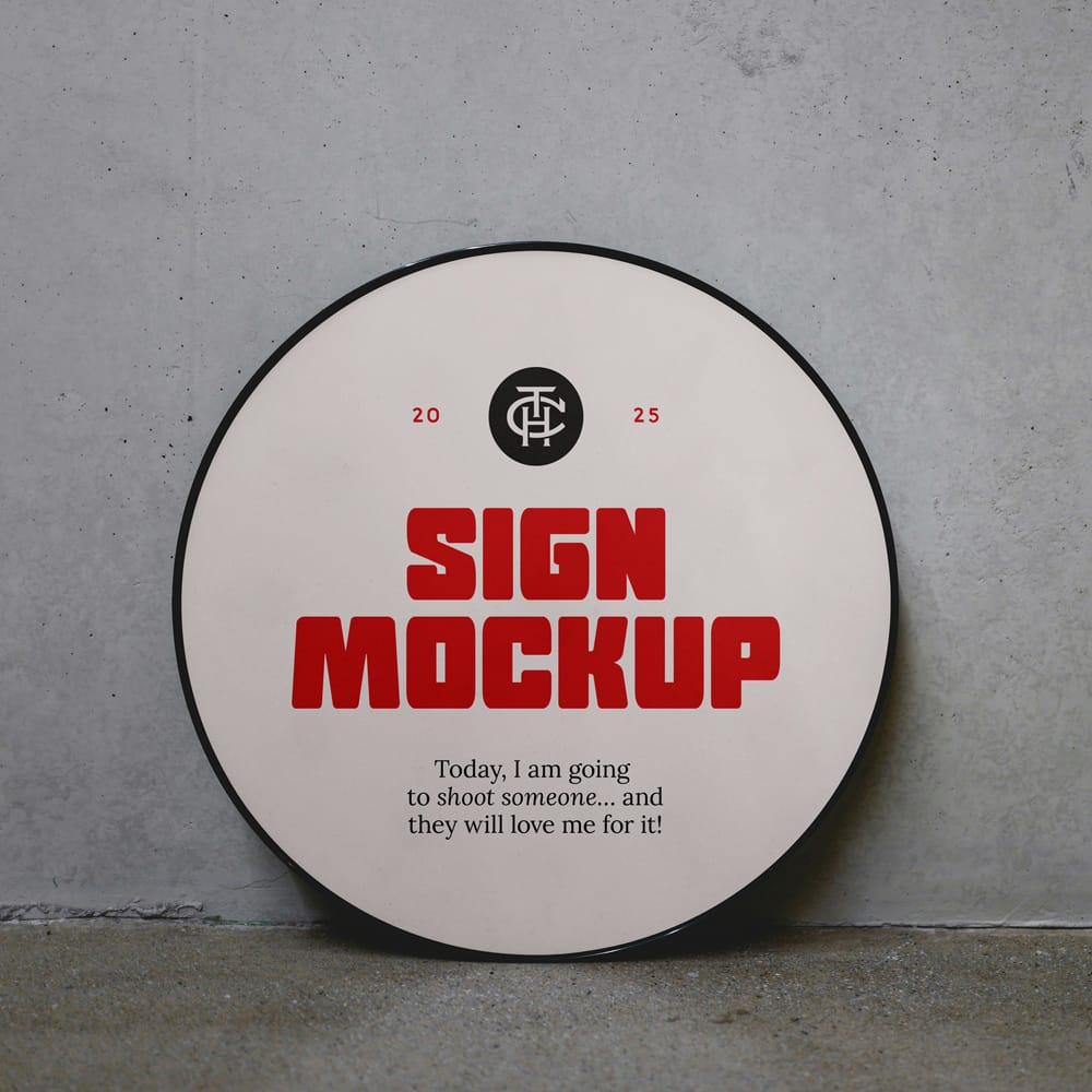 Free Big Circle Sign Mockup PSD 1 Free Big Circle Sign Mockup PSD