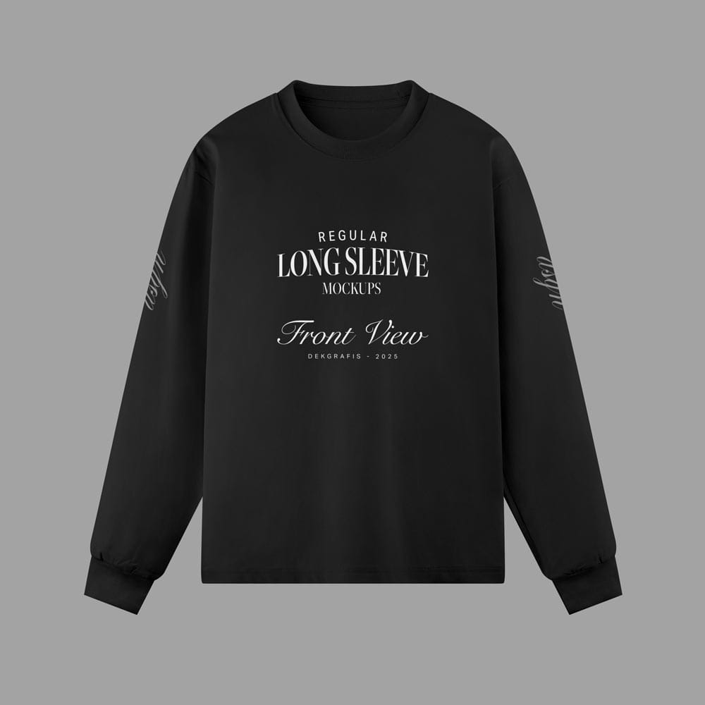 Free Regular Long Sleeve Tees Mockup PSD 1 Free Regular Long Sleeve Tees Mockup PSD