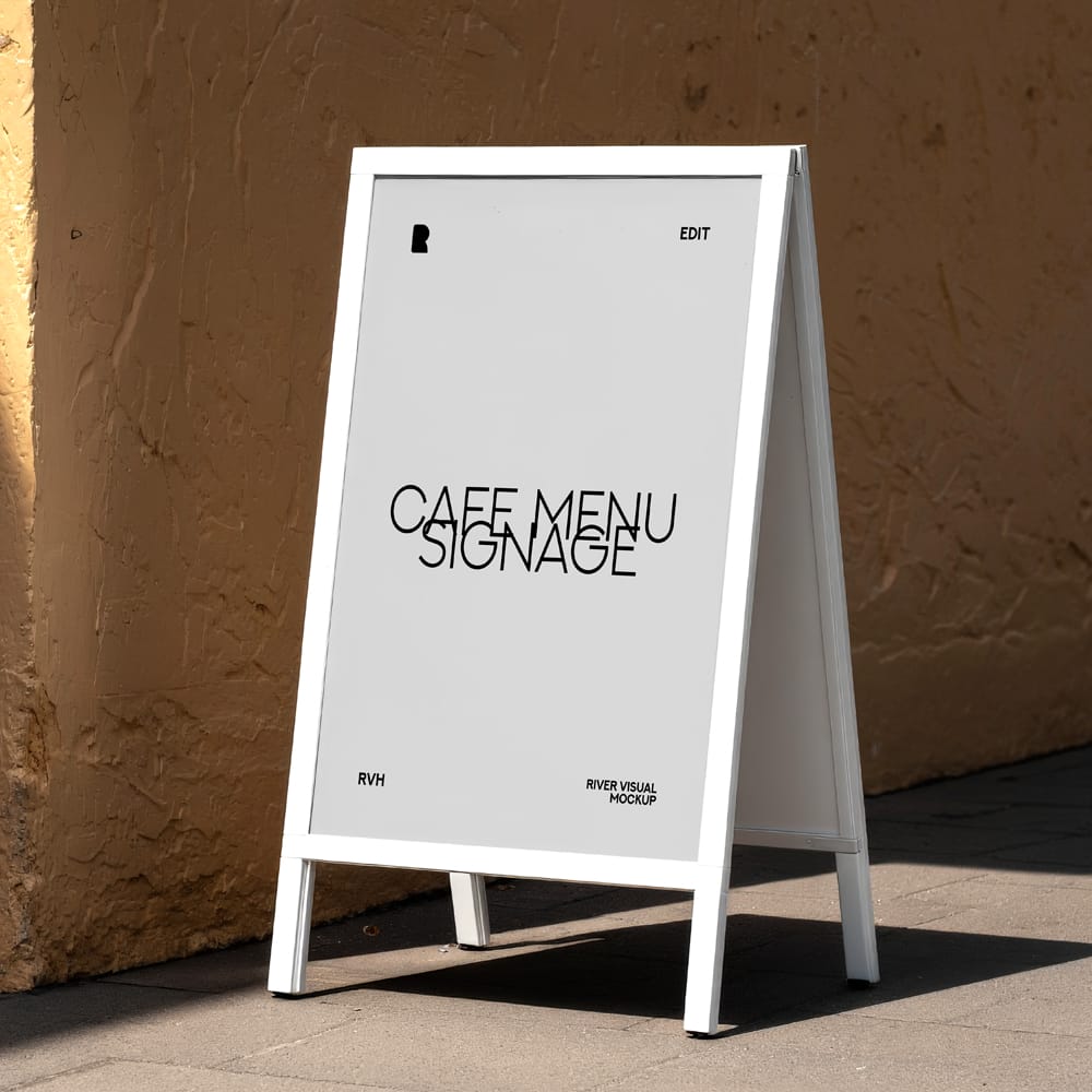 Free Cafe Menu Signage Mockup PSD 1 Free Cafe Menu Signage Mockup PSD