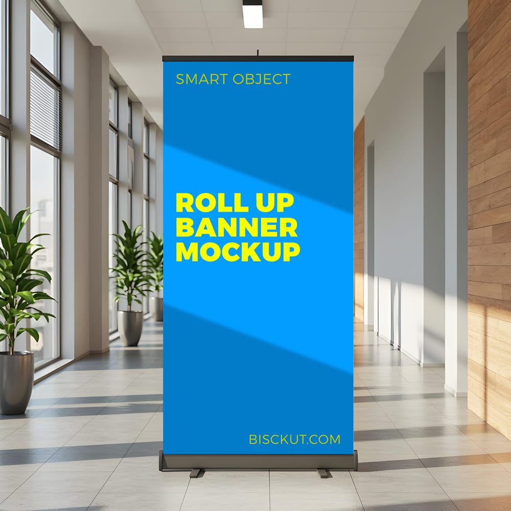 Free Office Rollup Banner Mockup PSD 1 Free Office Rollup Banner Mockup PSD