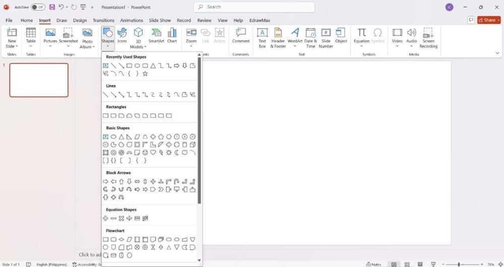 3 Easy Ways To Insert Flowcharts in PowerPoint Slides 4 inserting shapes manually