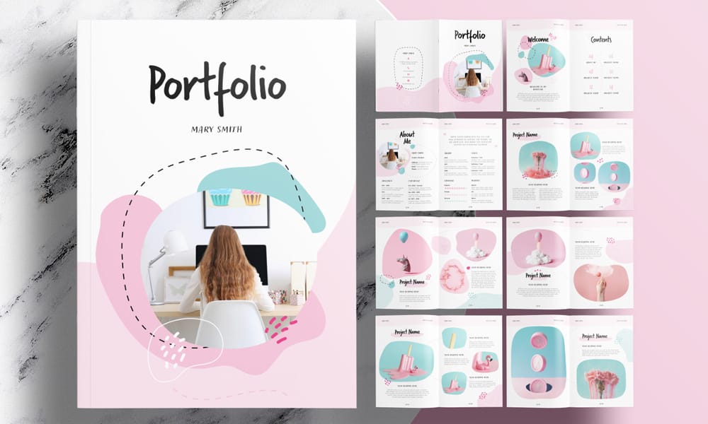 The 50+ Best Free InDesign Portfolio & Lookbook Templates (2025) 26 Free-Minimalist-Pink-Portfolio-Template