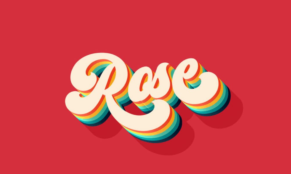 20+ Free PSD Font Effects for Photoshop 2025 18 Rose Retro Text Effect PSD