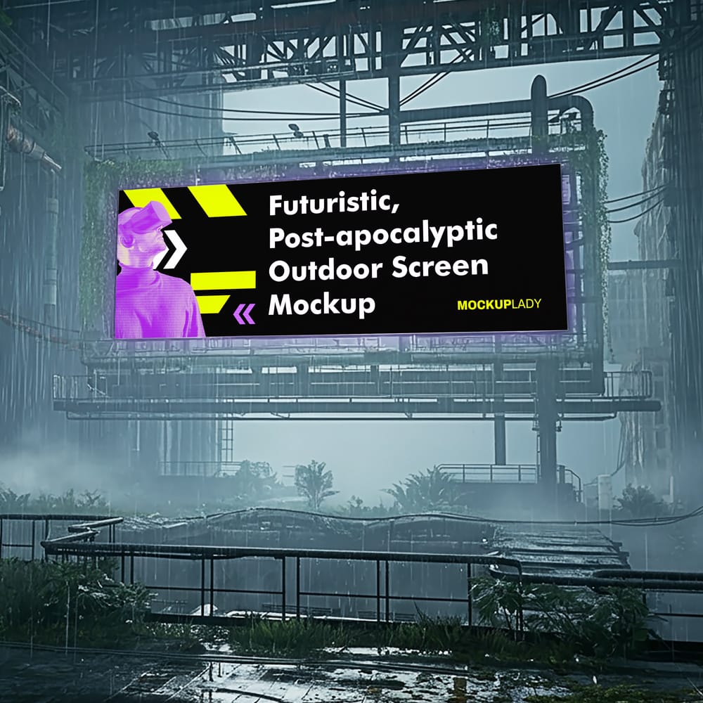 Free Futuristic Post-apocalyptic Outdoor Screen Mockup PSD 1 Free Futuristic Post-apocalyptic Outdoor Screen Mockup PSD