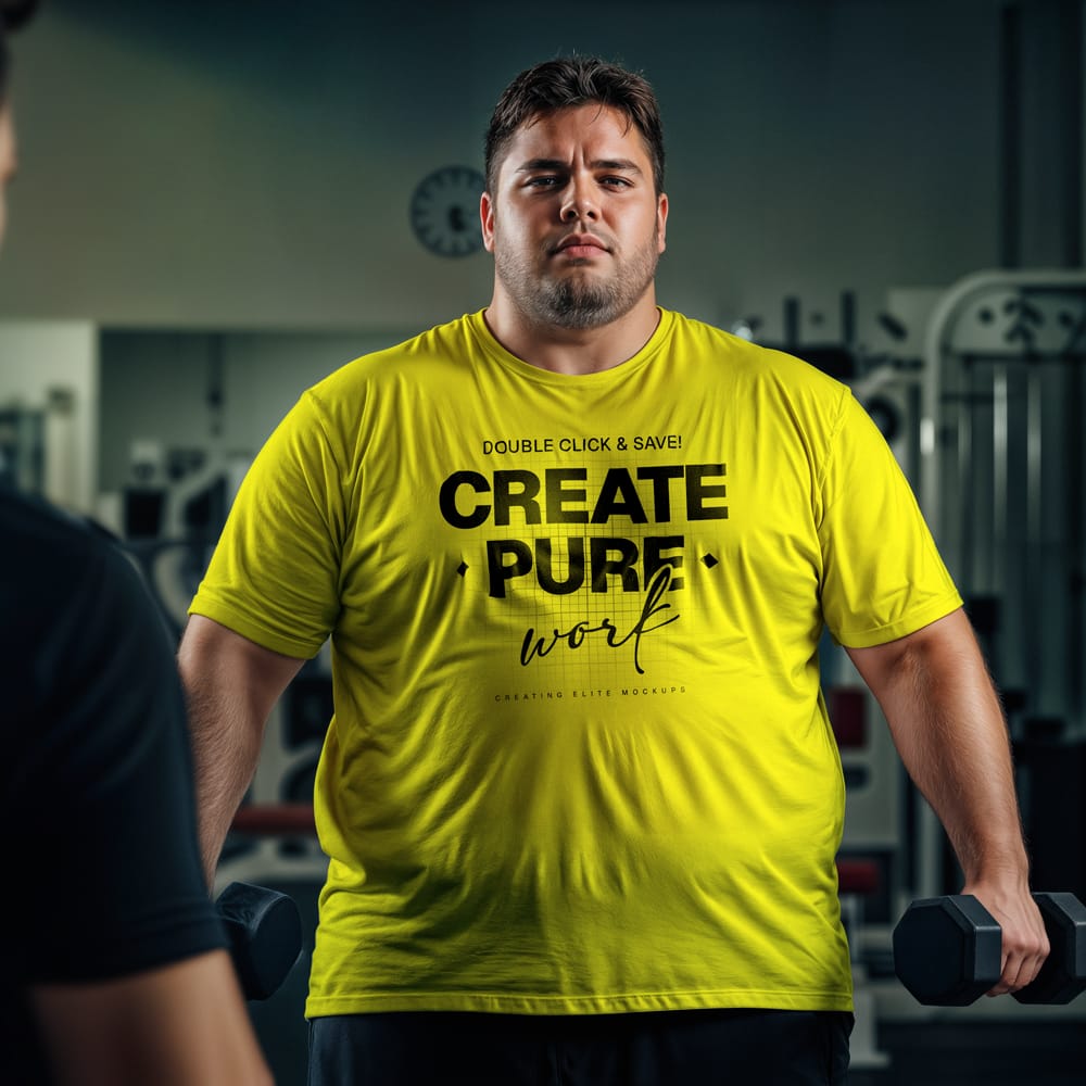 Free Plus-Size Gym T-Shirt Mockup PSD 1 Free Plus-Size Gym T-Shirt Mockup PSD