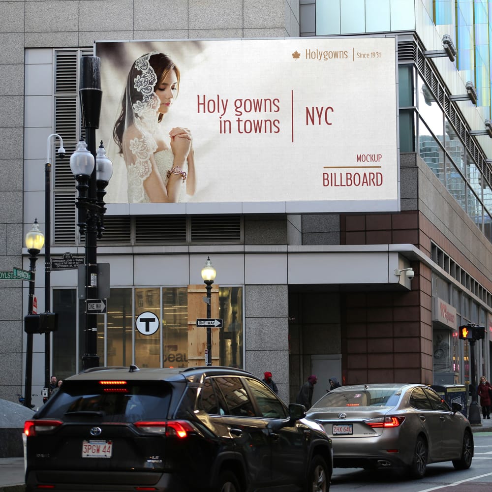 Free Realistic Corner Building Billboard Mockup PSD 1 Free Realistic Corner Building Billboard Mockup PSD