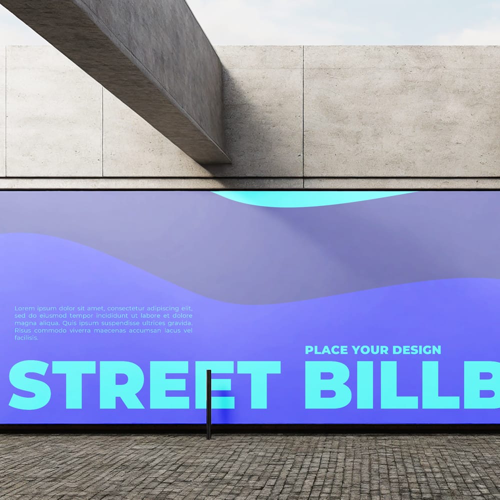 Free Street Wall Billboard Mockup PSD 1 Free Street Wall Billboard Mockup PSD