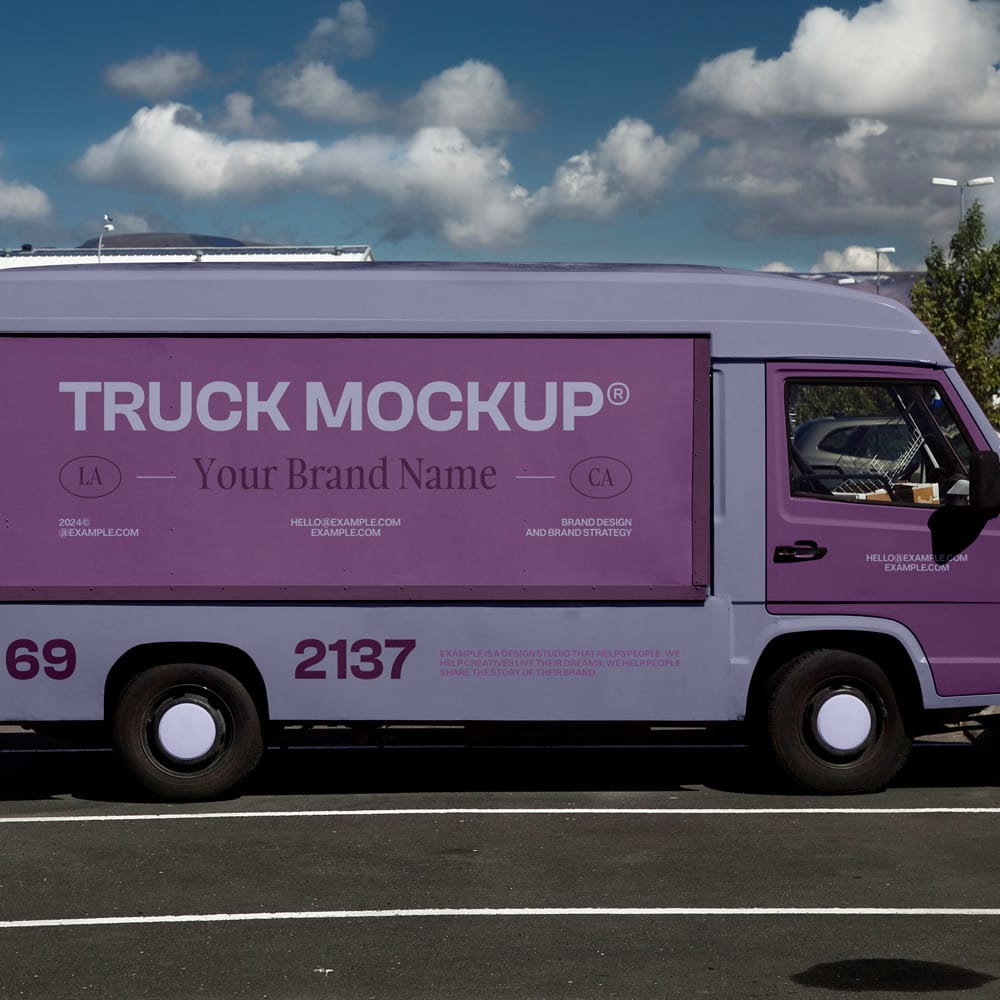 Free Van Food Truck Mockup PSD 1 Free Van Food Truck Mockup PSD