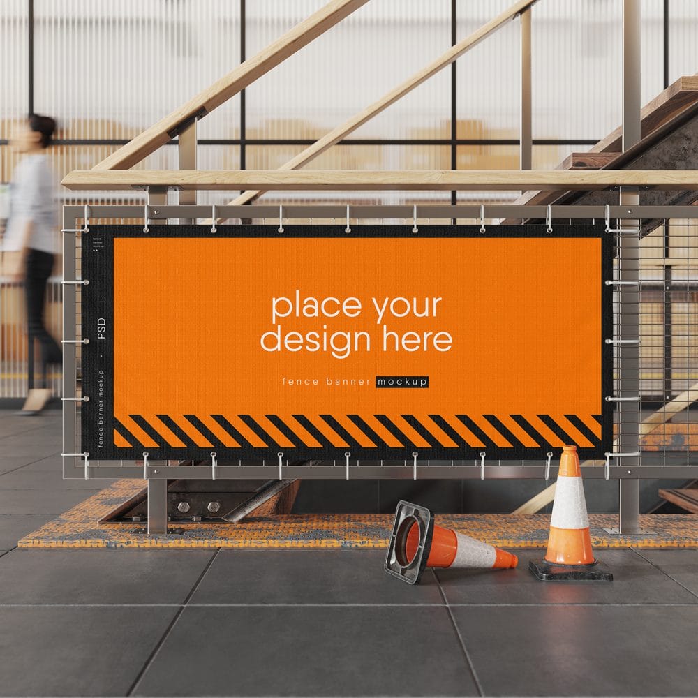 Free Advertising Fence Banner Mockup PSD 1 Free Advertising Fence Banner Mockup PSD