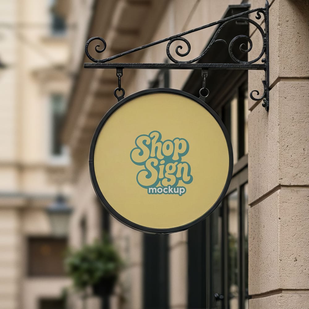 Free Hanging Shop Sign Mockup PSD 1 Free Hanging Shop Sign Mockup PSD