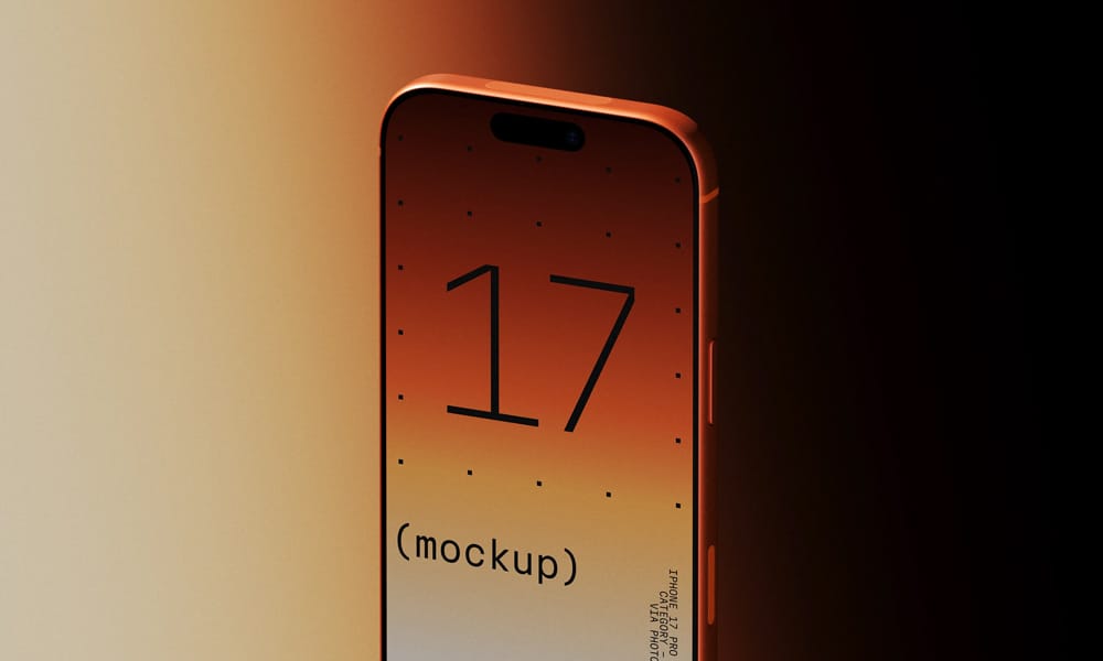 The Best Free iPhone 17 Mockups 5 iPhone 17 Pro mockup front view on vibrant gradient background ideal for colorful app presentations.