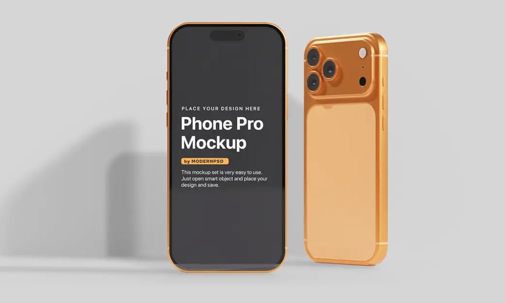 The Best Free iPhone 17 Mockups 10 Minimalist iPhone 17 Pro mockup PSD focusing on clean UI display without distractions.