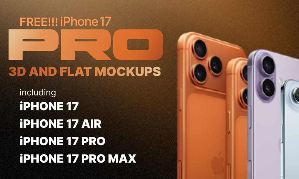 The Best Free iPhone 17 Mockups 19 Complete Figma kit of 3D and flat iPhone 17 mockups compatible with dark and light backgrounds.