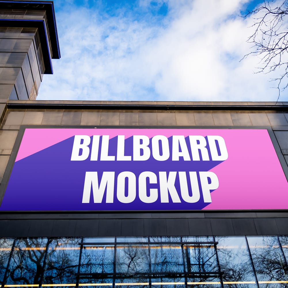 Free Billboard on Black Building Mockup PSD 1 Free Billboard on Black Building Mockup PSD