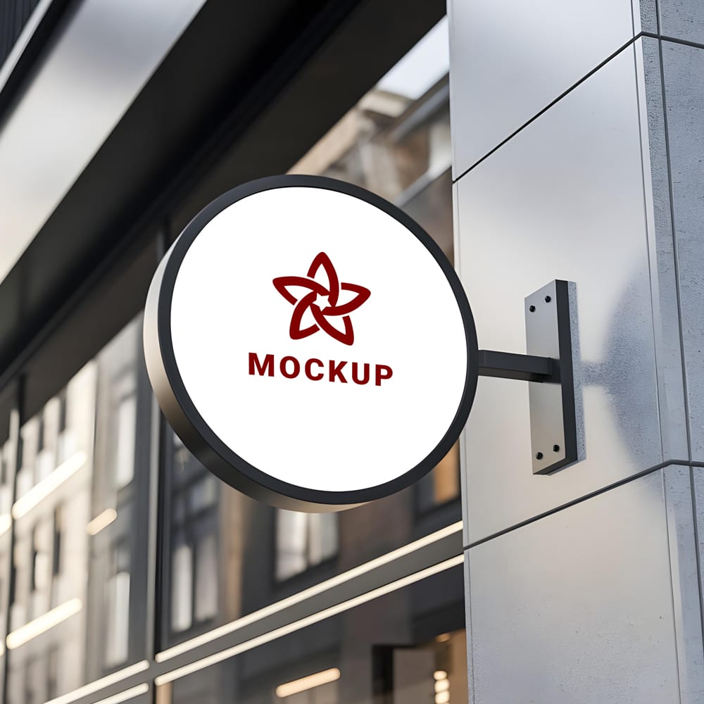 Free Circle Sign Logo Mockup PSD 1 Free Circle Sign Logo Mockup PSD